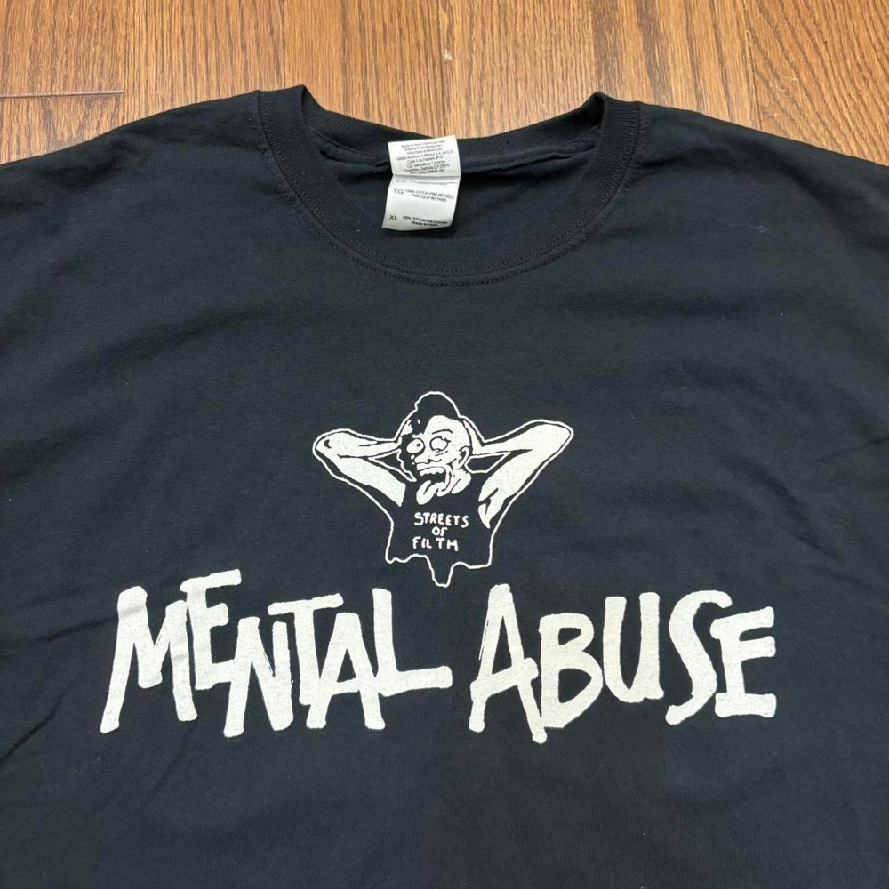 Vintage Y2K band tee mental abuse punk rock obscure metal graphic head banger